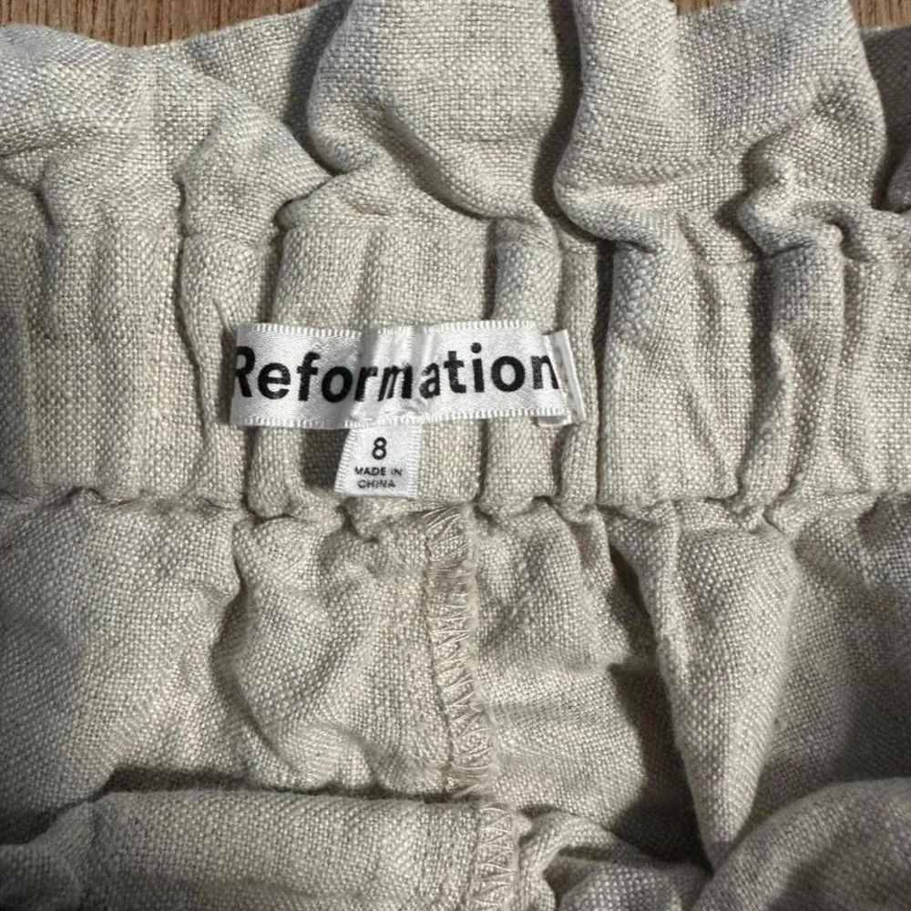 Reformation Linen Blend Paperbag Waist Wide Leg Pants Size 8